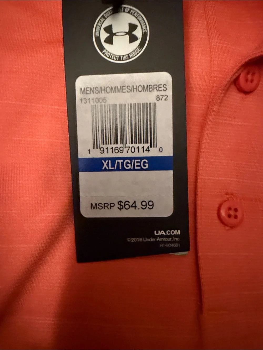 Under Armour Men’s Coral/Salmon Performance Polo - Short Sleeve
